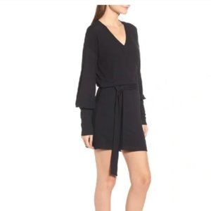 PAIGE Black Raschel Belted Mini Sweater Dress szS